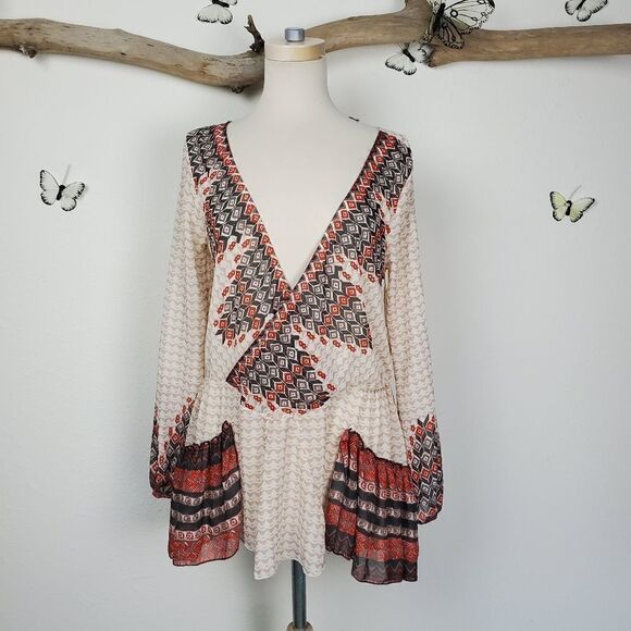 Freepeople boho top tribal deep plunge - Picture 2 of 8